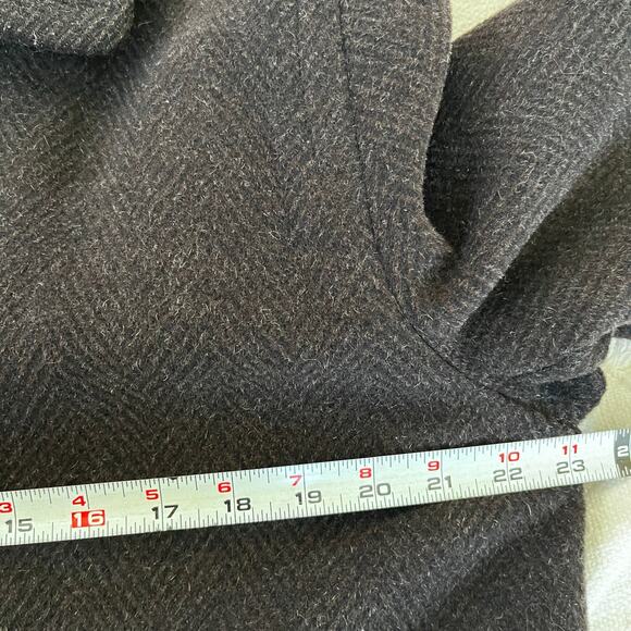 Vintage J.Crew Wool Mohair Herringbone Coat Midi Dark Chocolate Brown Size M - Picture 7 of 8